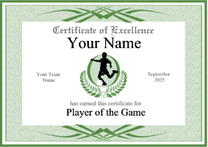 boys soccer certificate, formal border