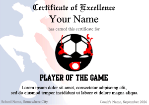 certificate template, USA women's soccer, red white and blue