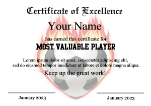 soccer certificate templates