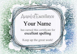 colorful certificate border, spelling