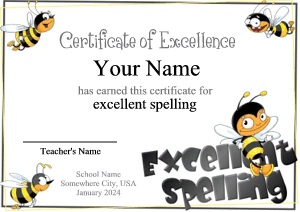 spelling bee certificate template