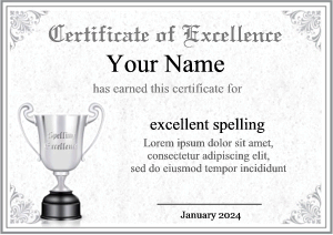 formal spelling certificate template