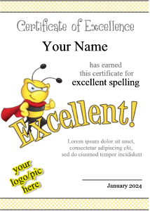 spelling bee award with cute border