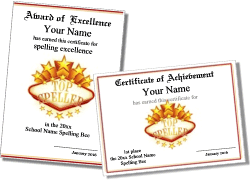 top speller award certificate