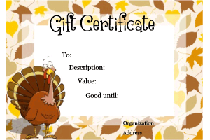 Thanksgiving gift certificate template