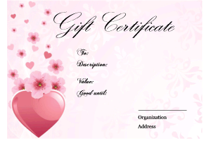 Valentines gift certificate