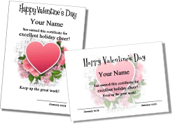 free Valentines certificate template