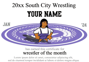 women's wrestling certificate template