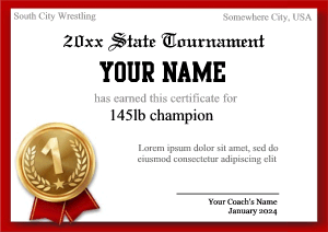 wrestling tournament certificate