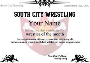 cool wrestling certificate template