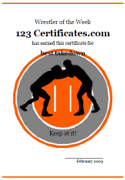 mens wrestling certificate